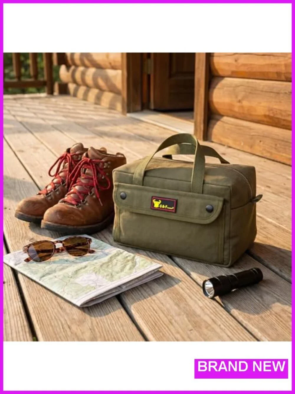 Waxed Canvas Military Duffle Bag, 24 Inch Heavy Duty Travel Gym Overnight